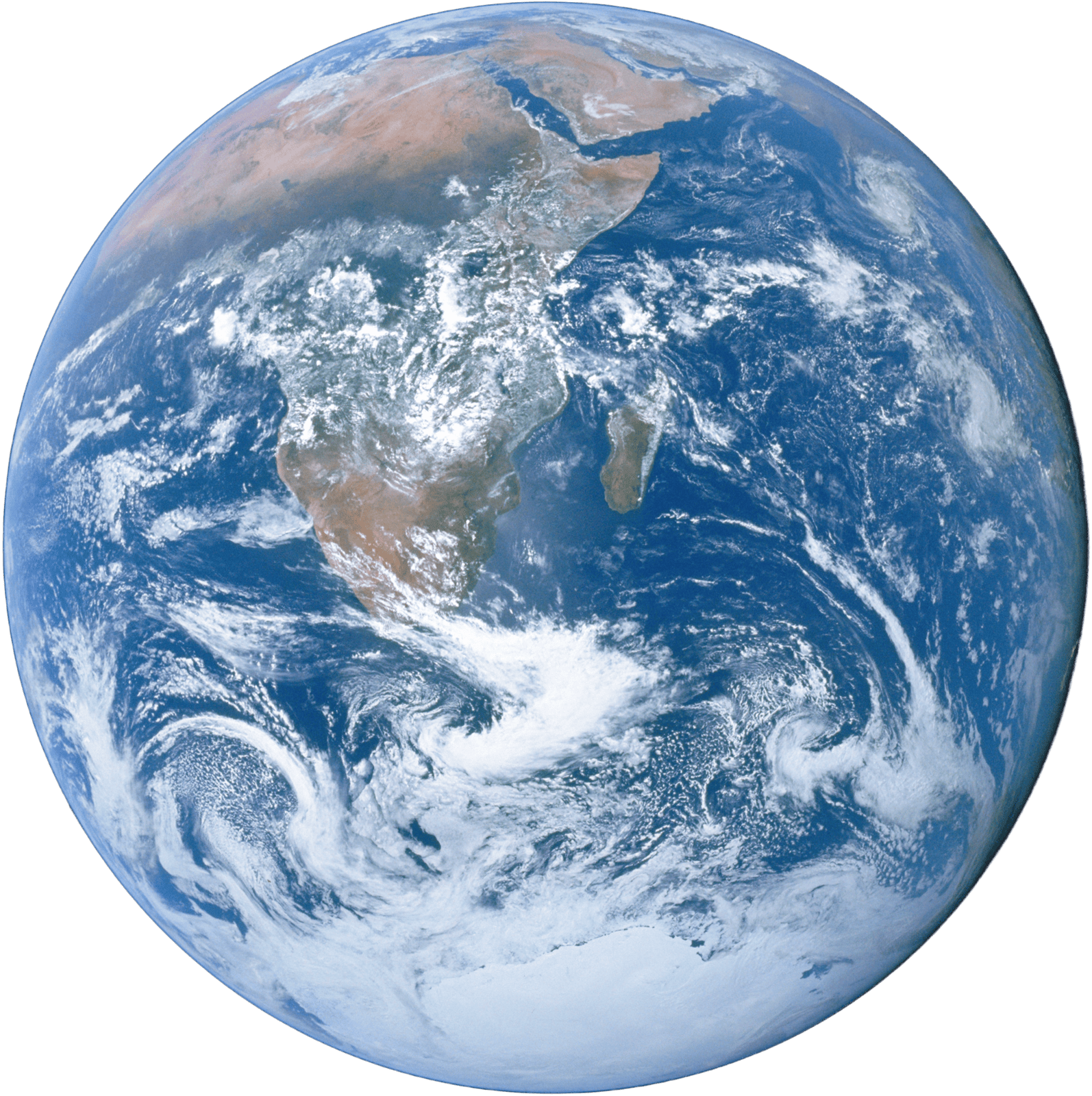 The Earth photographed from space: a curved surface that looks flat to someone standing on it